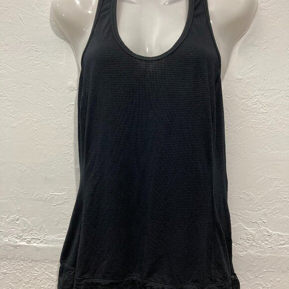 Lululemon Tank Top Women's Run Energy Racerback Black Cinch Waist Striped Size 6 - Picture 3 of 12